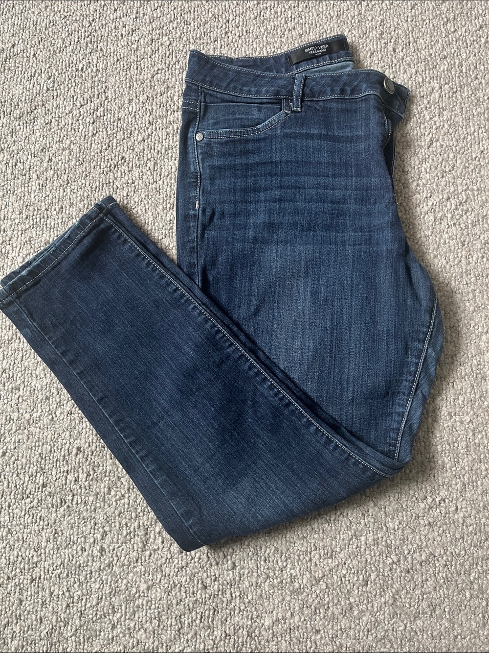 Pre-Owned Women's Simply Vera Vera Wang Dark Blue Straight-Leg Jeans Size 14P - Picture 3 of 8